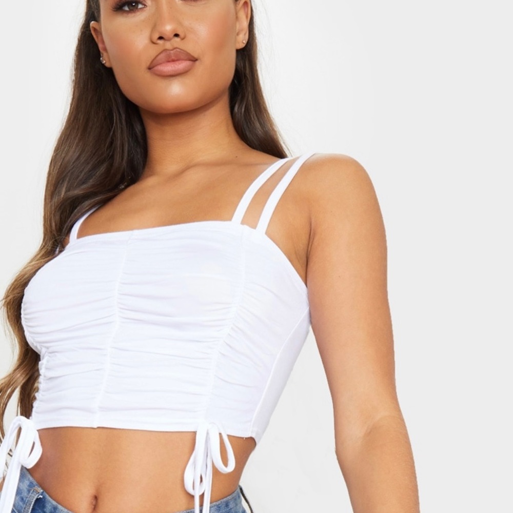 White Ruched Crop Top